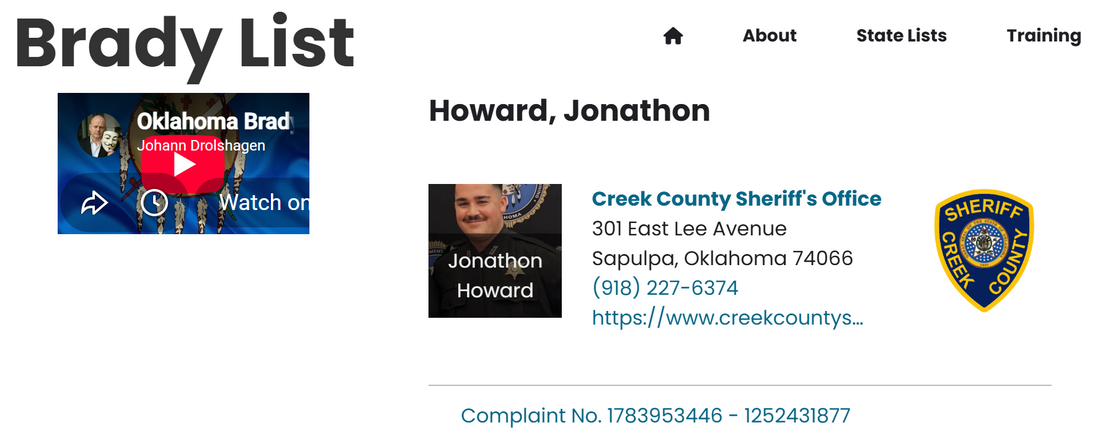 Deputy Howard lands himself on the Brady List